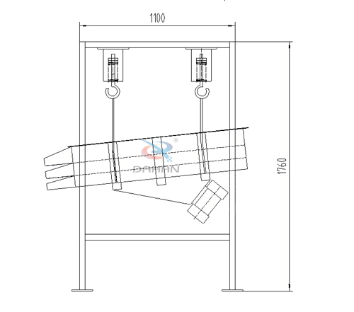吊掛式長方形振動(dòng)篩外形尺寸展示圖